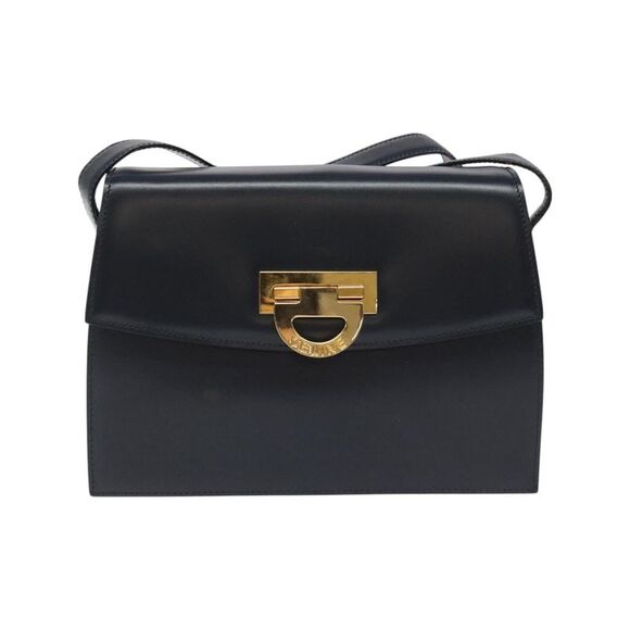 Pre Loved Celine Vintage Leather Shoulder Bag Women Navy - Picture 2 of 8